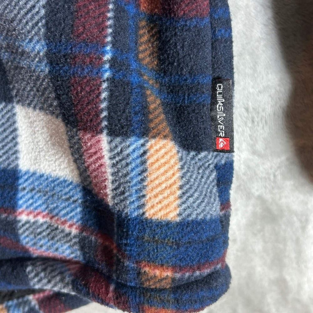 Quiksilver Men Hooded Flannel Shirt Jacket Blue Plaid Sherpa Lined Small Shacket - Picture 3 of 13
